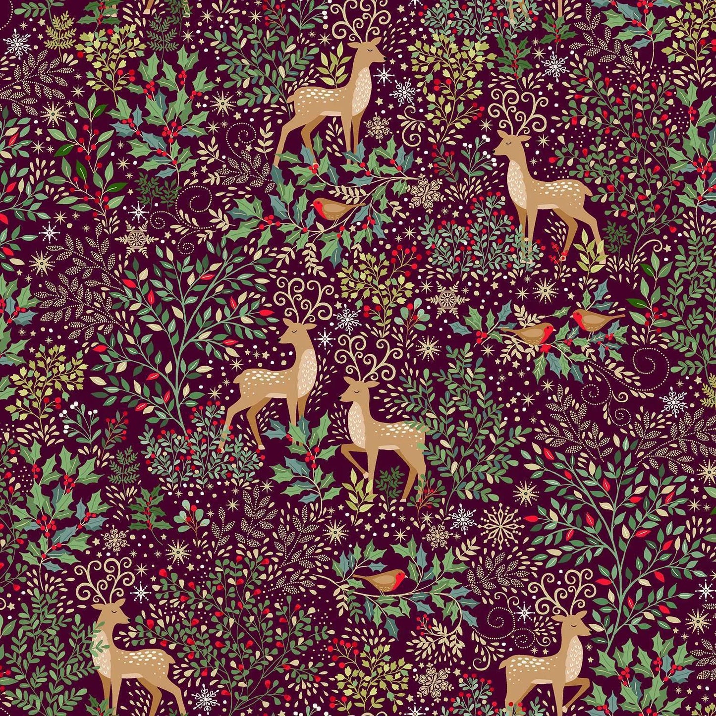 100% Cotton Enchanted Dasher- Red By Makower