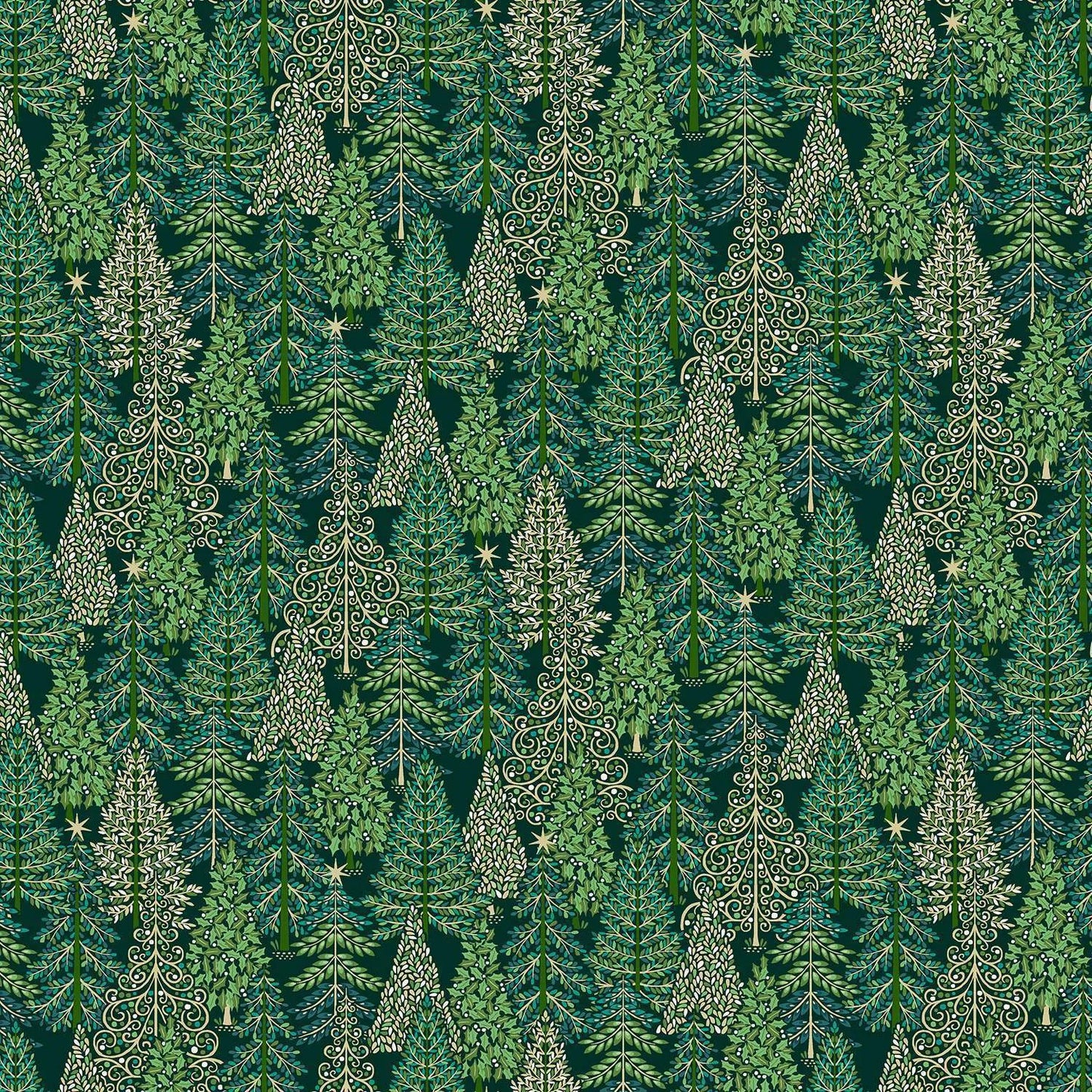 100% Cotton Enchanted Forest - Green By Makower