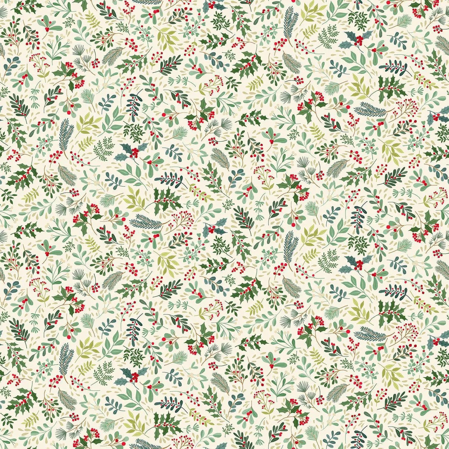 100% Cotton Enchanted Foliage - Cream By Makower