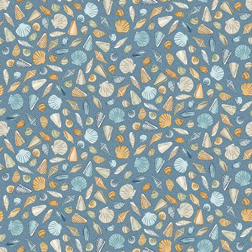 100% Cotton Cotton High Tide Beachcomber - Mid Blue By Makower