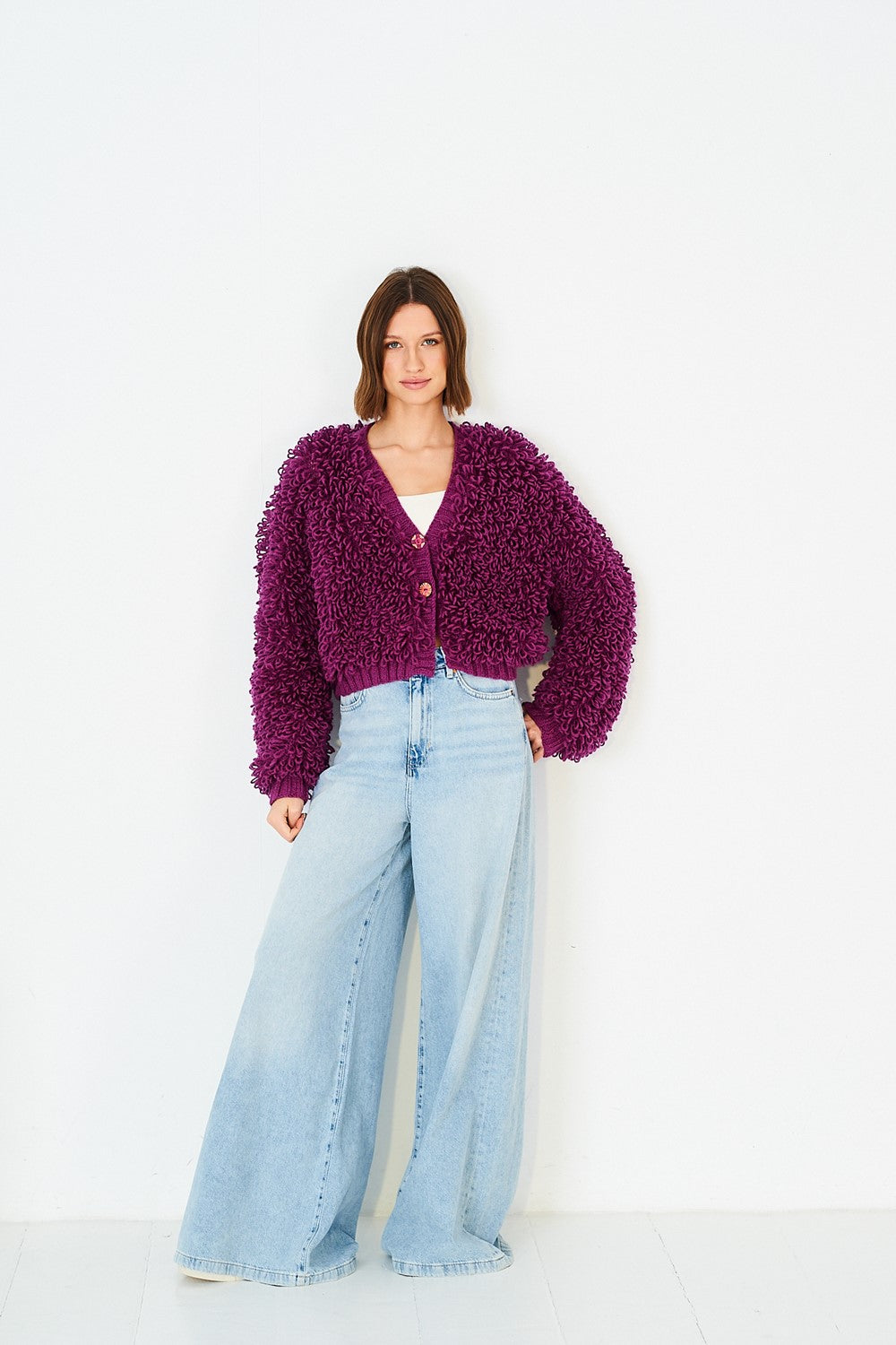 Stylecraft Knitting Pattern Aran Ladies loopy Stitch Cardigan and Snood 10214