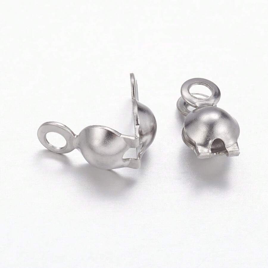 Bead Tips, Calotte Ends, Clamshell Knot Cover - Colour Silver