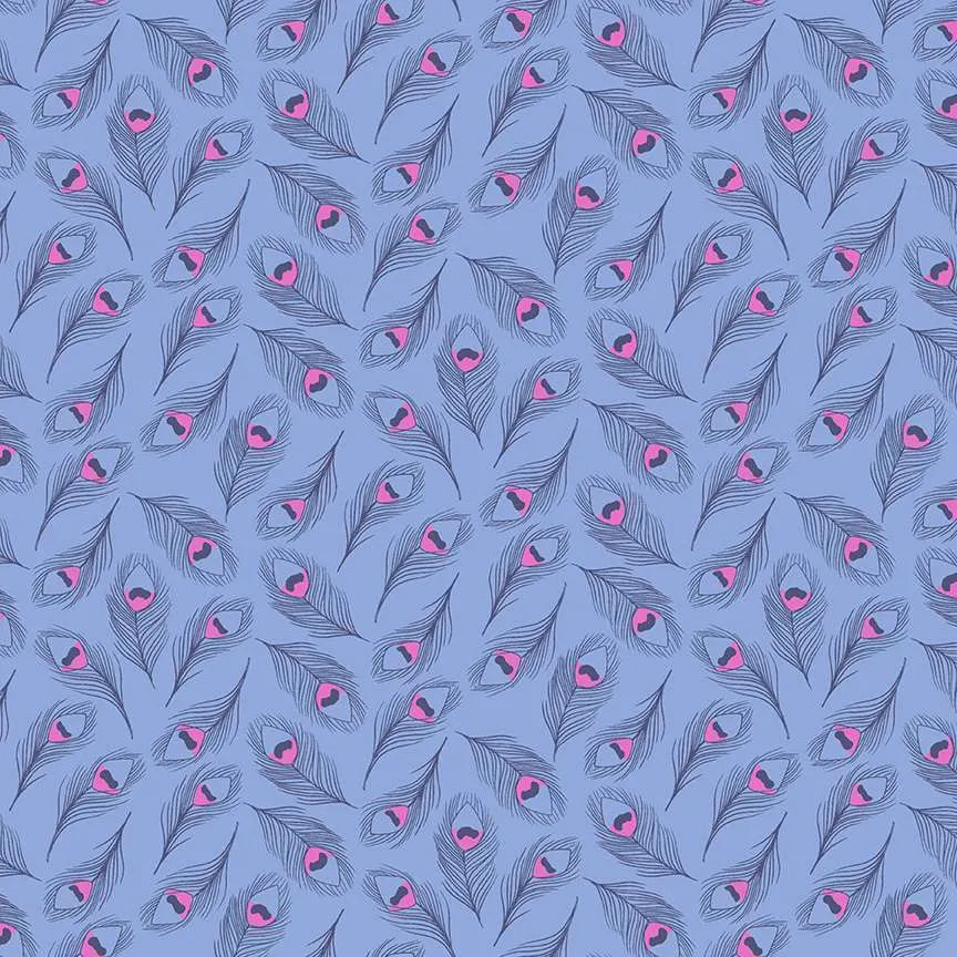 100% Cotton - Enchanted Peacock - Cornflower by Makower