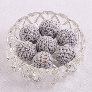 Wooden covered Beads - Light Grey