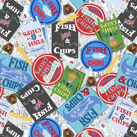 100% Cotton By The Seashore Fish and Chips