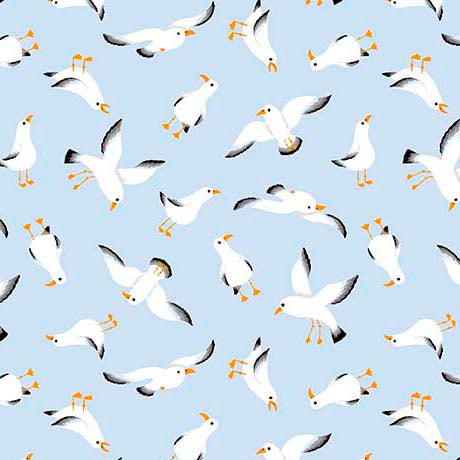 100% Cotton By The Seashore Seagulls