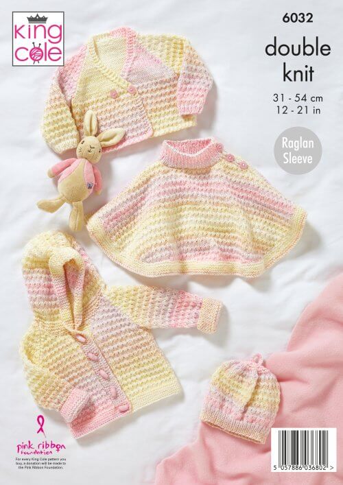 King Cole 6032 Cardigan, Cape, Jacket & Hat
