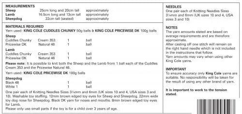 King Cole Knitting Pattern - Sheep,Lamb and Sheep Dog