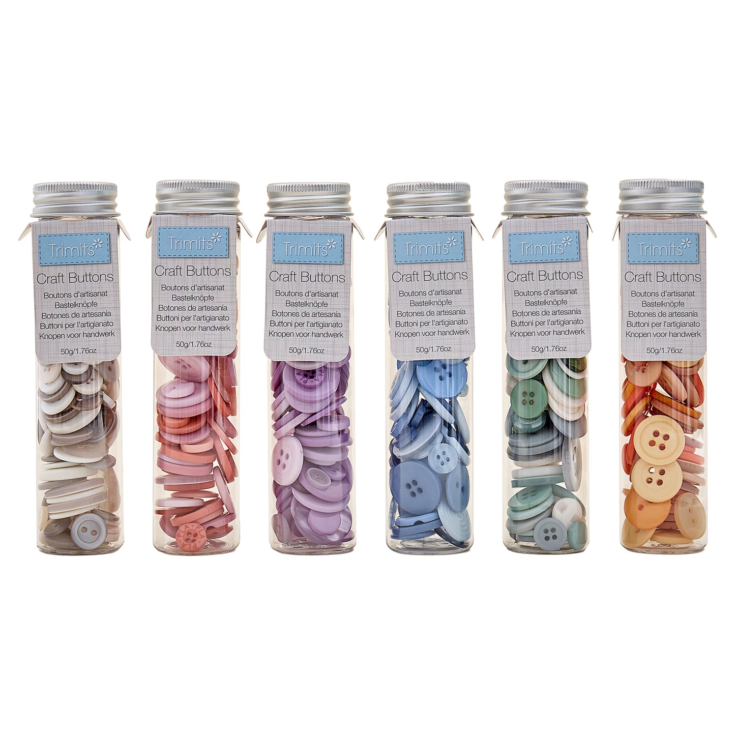 Button Tubes Various Colours Pastel