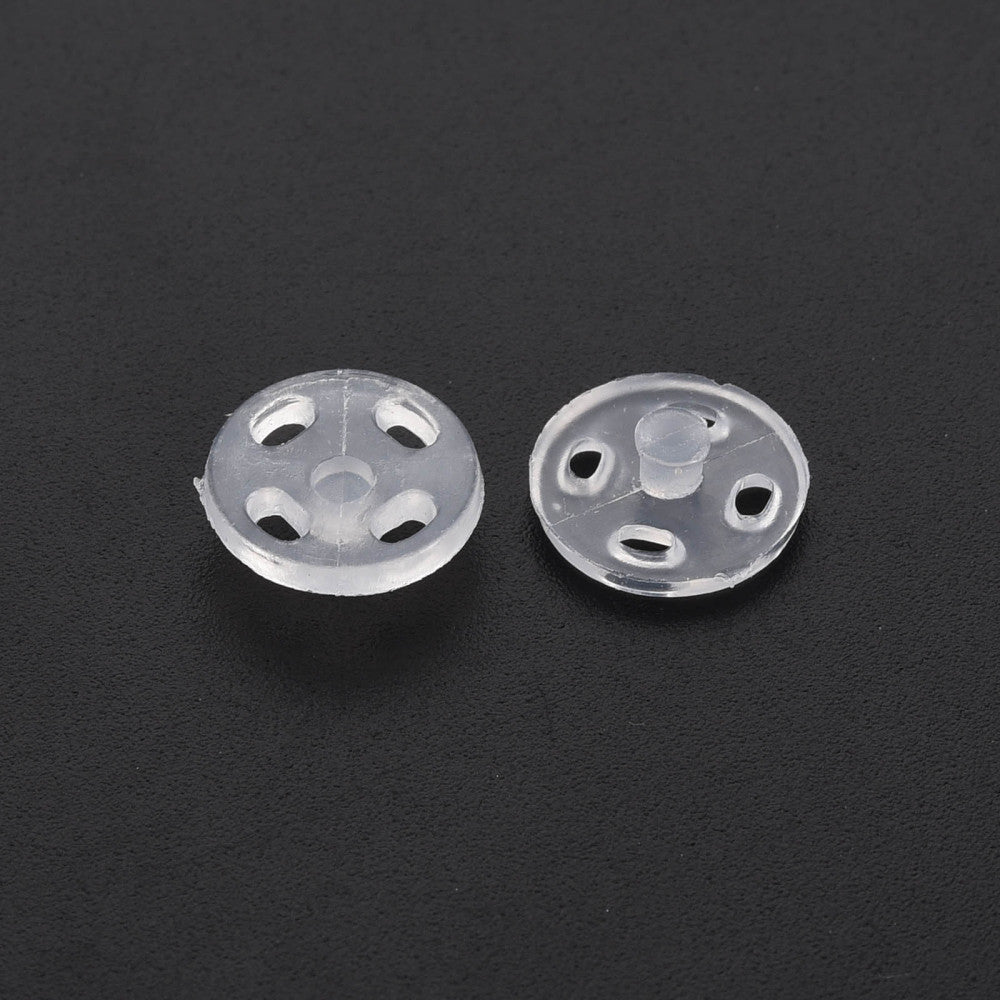 Snap Fasteners - Clear Plastic - 10 Sets