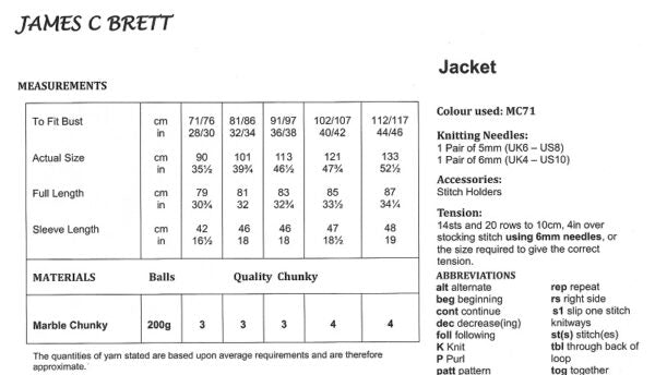 James C Brett JB438 Knitting Pattern