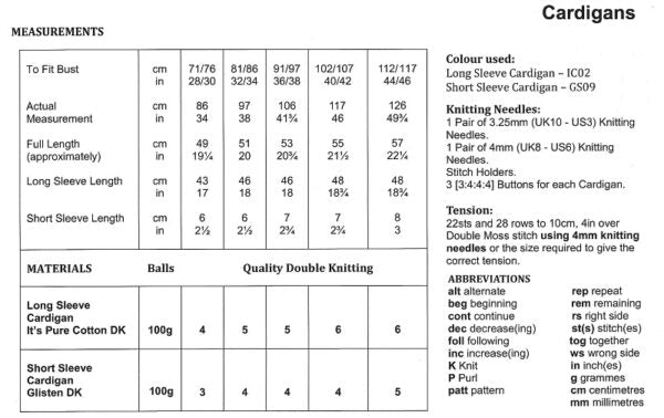 James C Brett JB595 Knitting Pattern