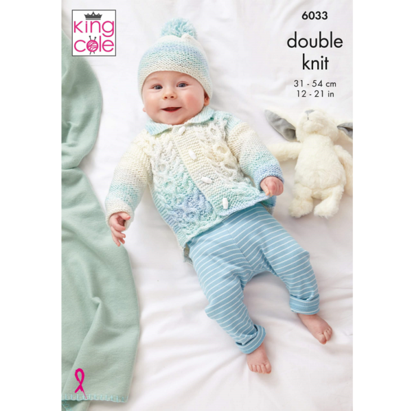 King Cole 6033 Cardigan, Cape, Jacket & Hat