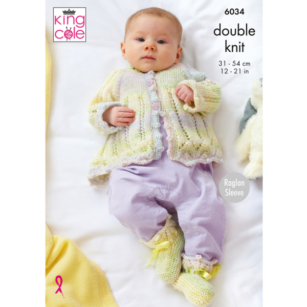 King Cole 6034 Overtop, Cardigan, Matinee Jacket & Bootees