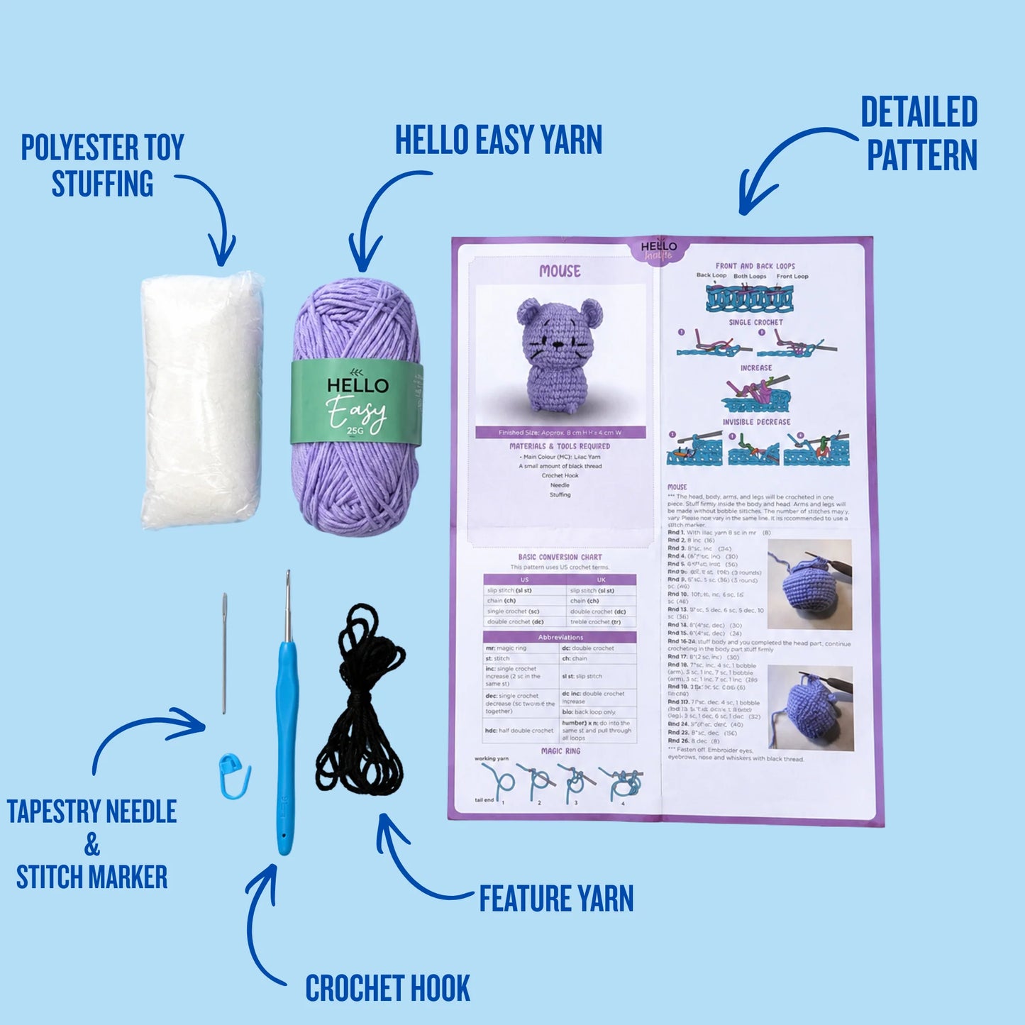 The Knitty Critters Mabel Mouse Pouch Pals