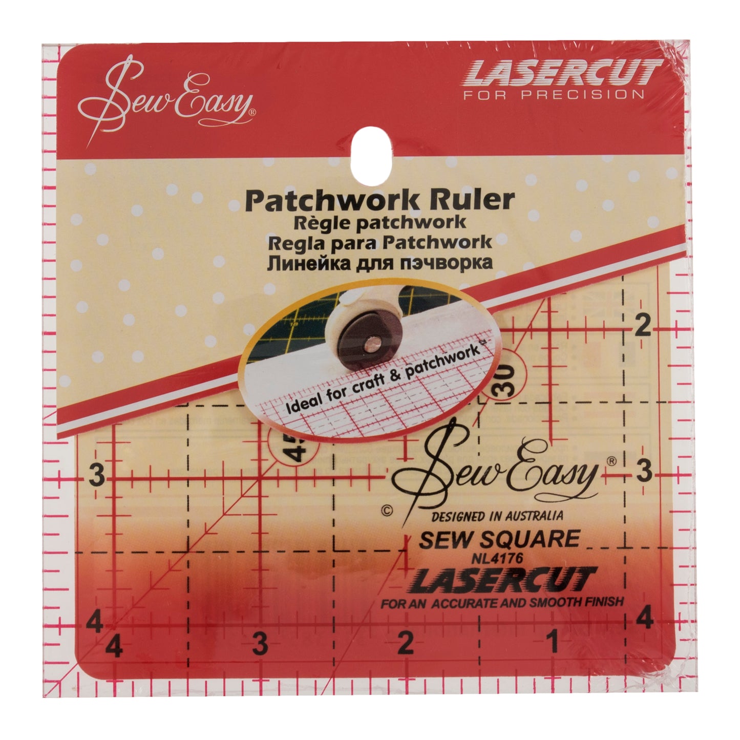Sew Easy Patchwork Square Ruler 4.5" x 4.5"