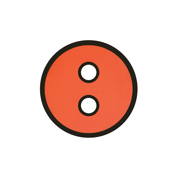 Button Orange with black outline 23mm