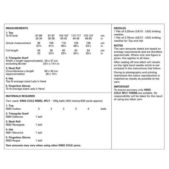 King Cole Knitting Pattern 6278