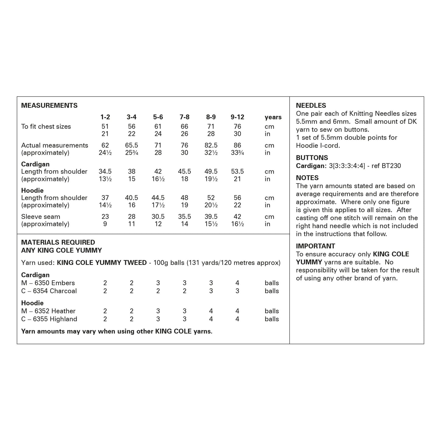 King Cole Knitting Pattern Cardigan and Hoodie 6313