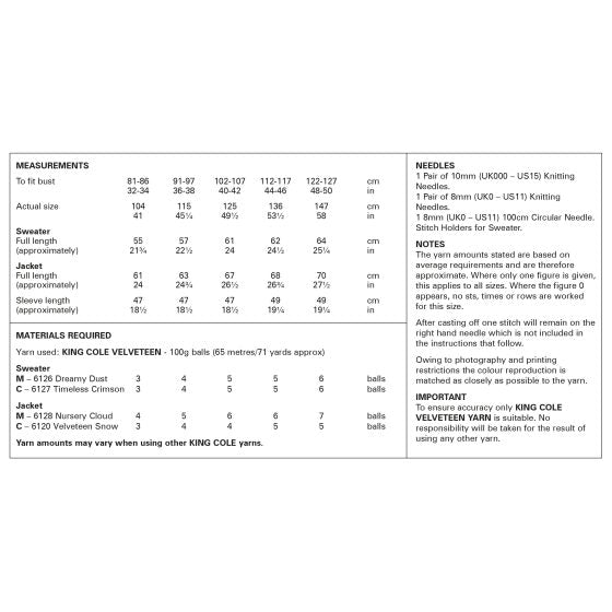 King Cole Knitting Pattern Sweater and Jacket 6321