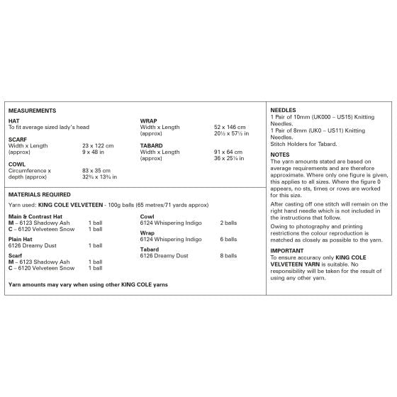 King Cole Knitting Pattern Accessories 6324