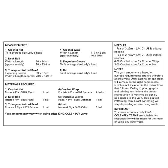King Cole Knitting/Crochet Pattern 6347 4ply