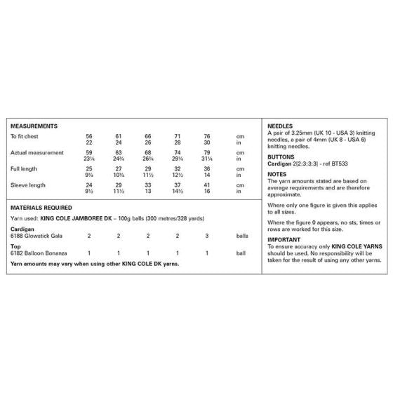 King Cole 6348 Cardigan and Top - DK