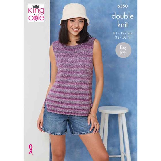 King Cole 6350 Round Neck and V Neck Tops - DK