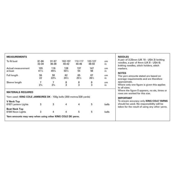 King Cole 6351 Tops - DK