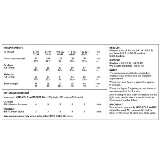 King Cole 6355 Cardigan and Waistcoat - DK