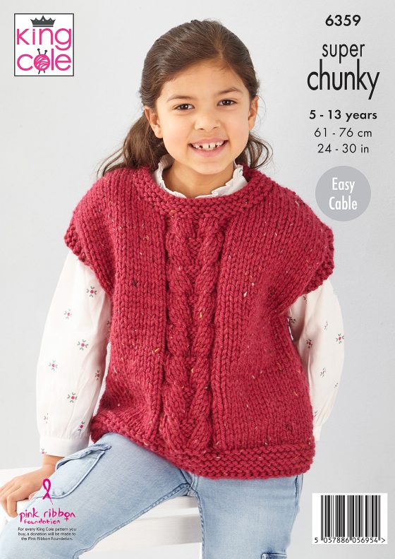 King Cole Knitting Pattern 6359 Super Chunky Tank Tops