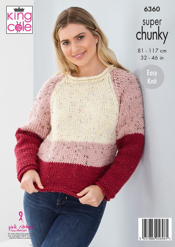 King Cole Knitting Pattern 6360 Super Chunky Sweaters