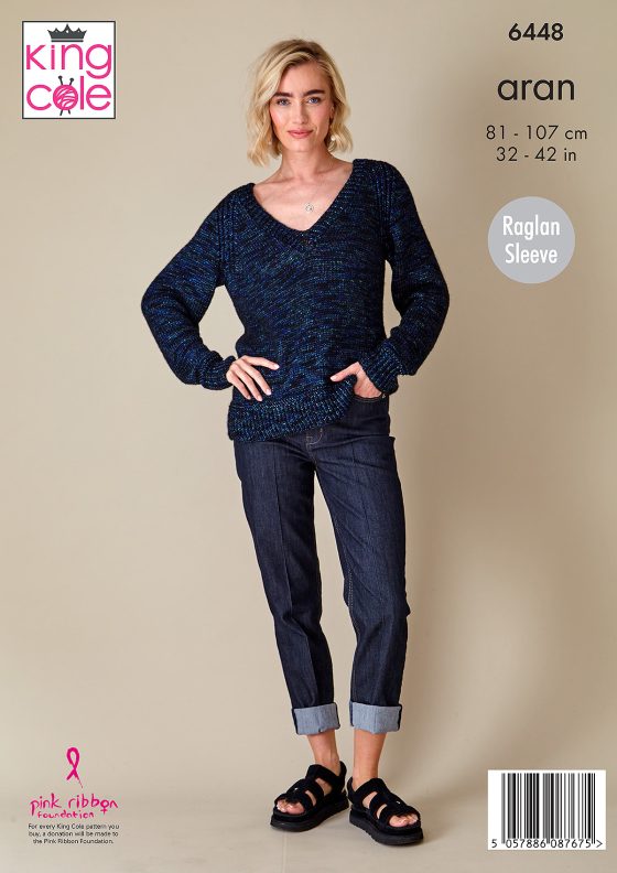 King Cole Knitting Pattern 6448 Firefly Aran - Sweaters