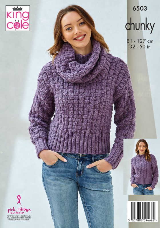 King Cole 6503 Scardigan and Sweater with Cowl - Chunky