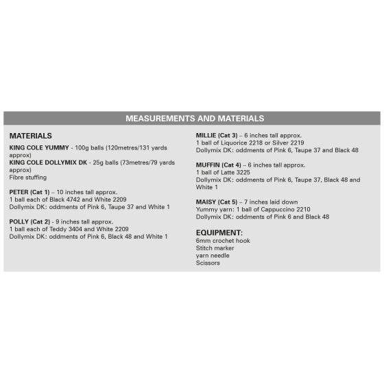 King Cole Crochet Pattern Cats 9192