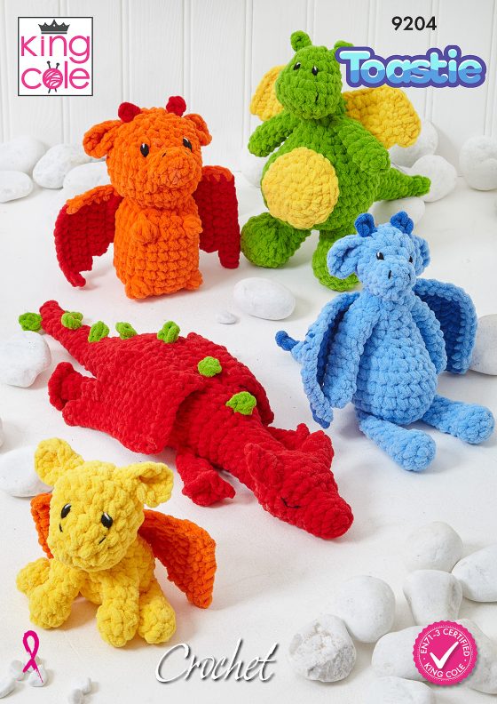 King Cole 9204 Dragons Crochet Pattern- Toastie