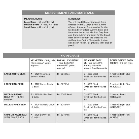 King Cole Knitting Pattern Teddies 9207