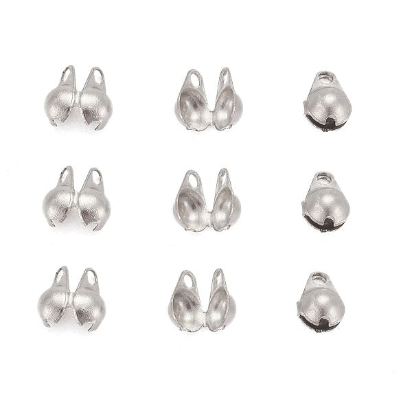 Bead Tips, Calotte Ends, Clamshell Knot Cover - Colour Silver