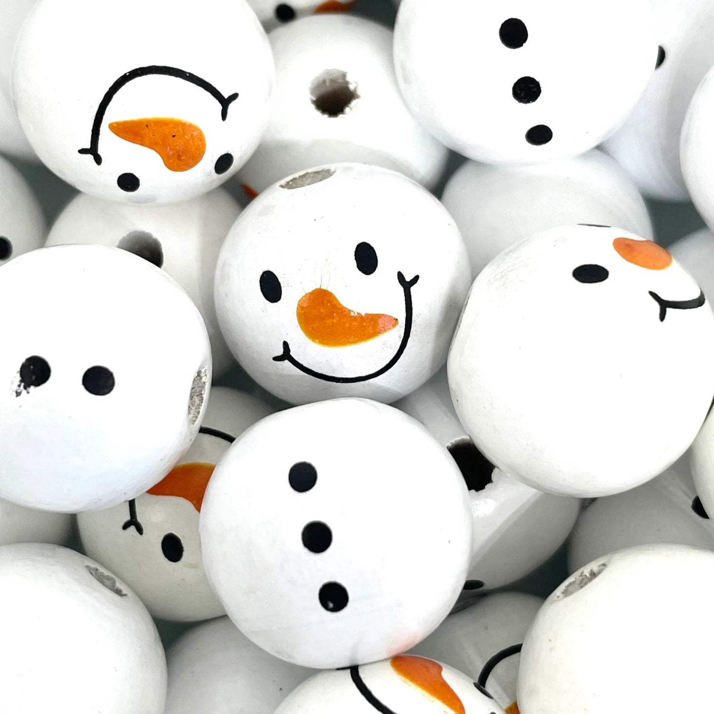 Wooden Snowman Beads