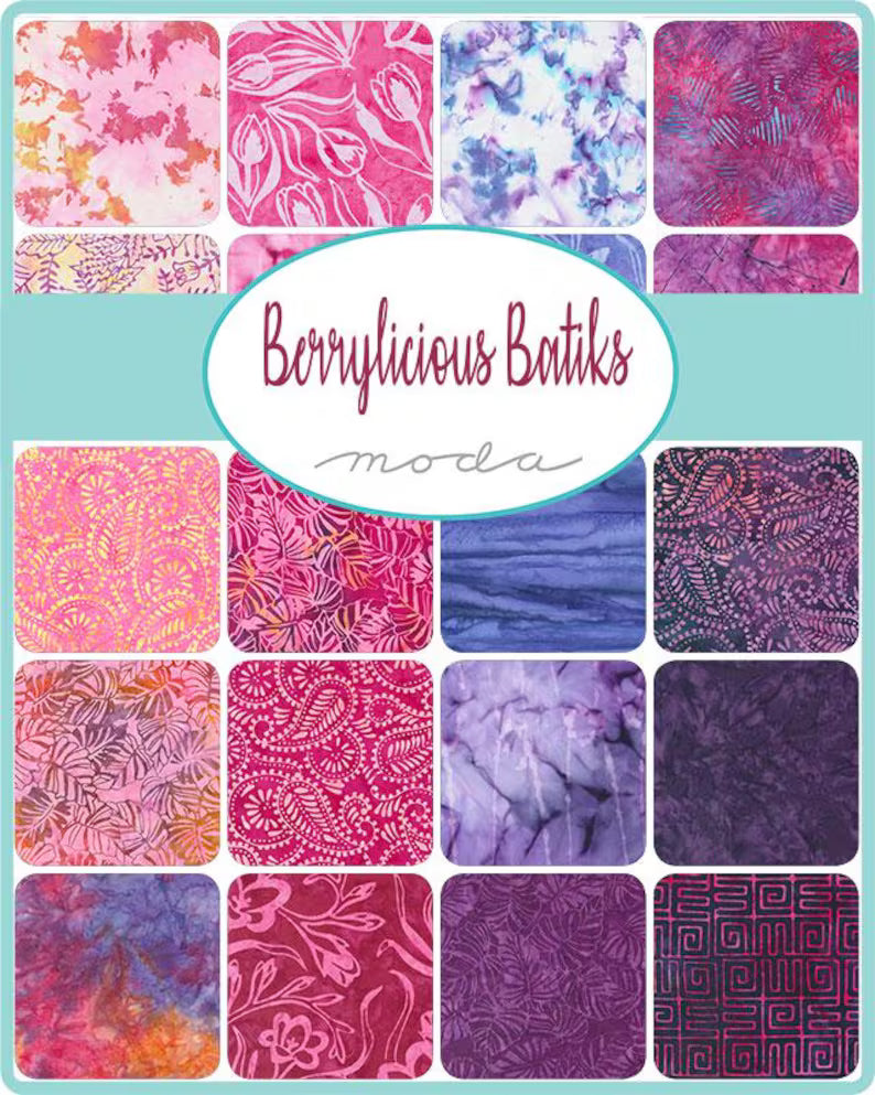 100% Cotton Charm pack - Berrylicious Batiks - Moda - 5" Squares