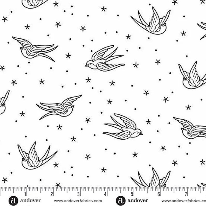 100% Cotton Perfect Day- Swallows By Libs Elliot - Andover/Makower