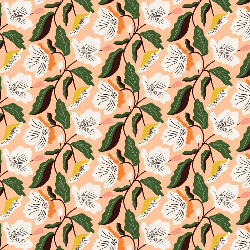 100% Cotton Irises Peach From Honey Garden - Cloud 9