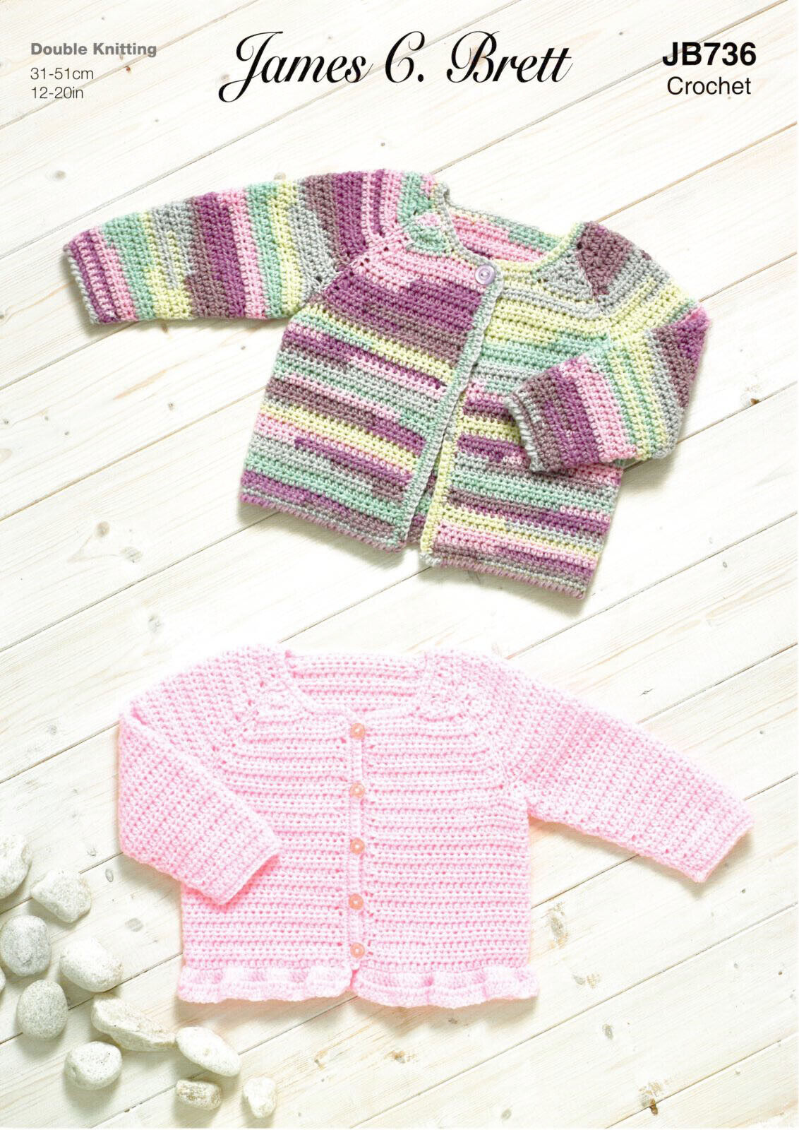 James C Brett JB736 Baby Cardigans - Crochet - Double Knitting