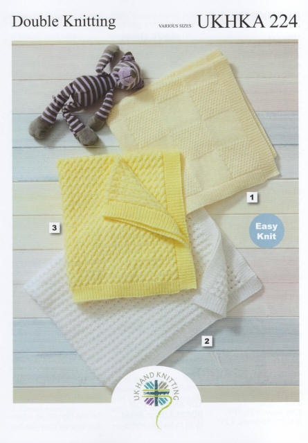 UKHKA 224 Knitting Pattern Double Knitting Blankets