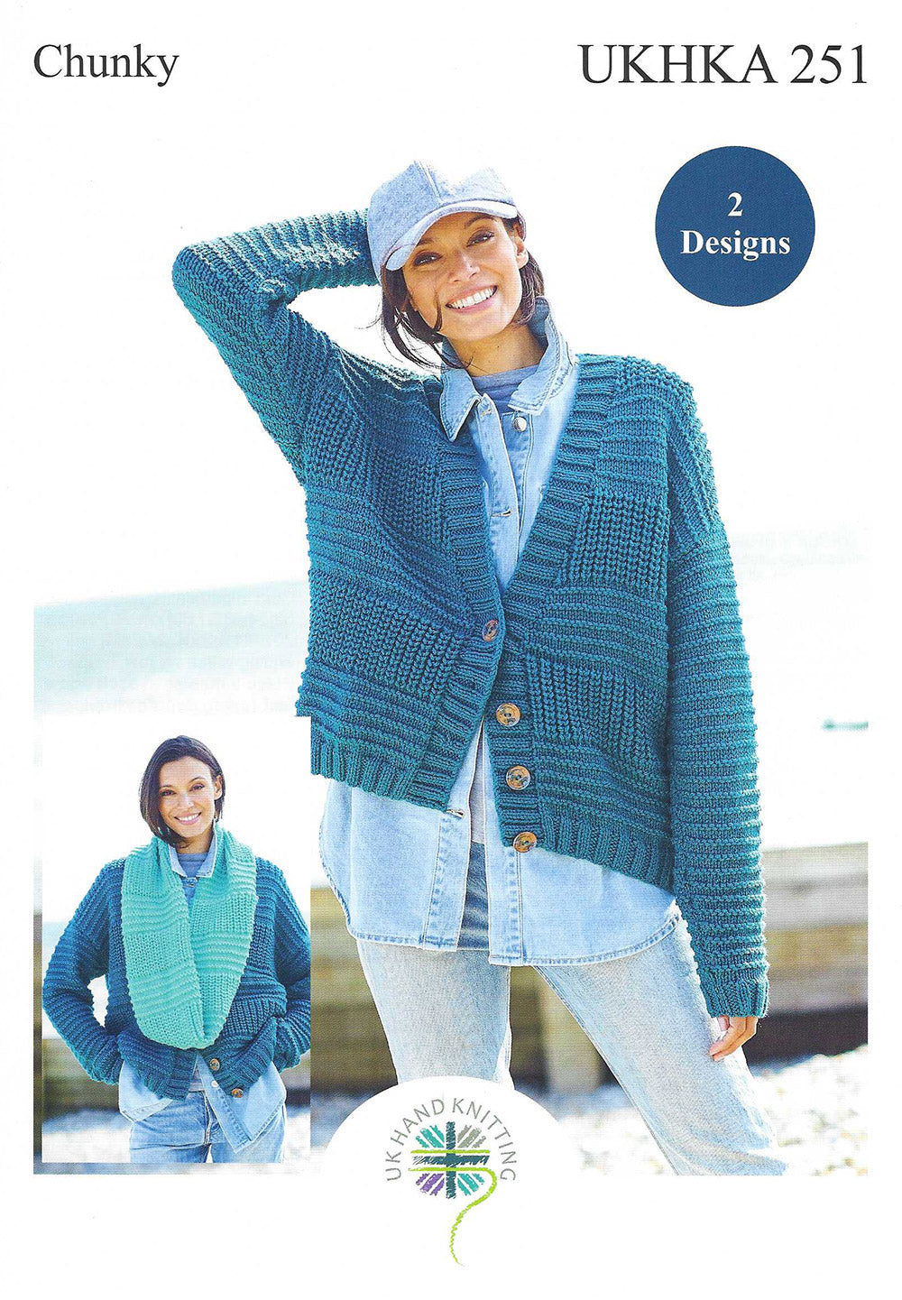 UKHKA 251 Knitting Pattern Ladies Cardigan and Snood Chunky