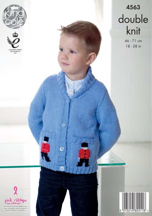 King Cole 4563 Double Knit - Childs Solider Cardigan and Sweater