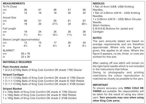 King Cole Hooded Jacket, Cardigan and Blanket Knitted DK 4967