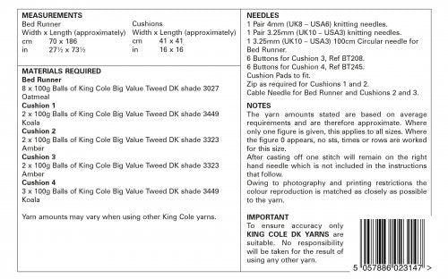 King Cole 5712 Bed Runner and Cushions Double Knit
