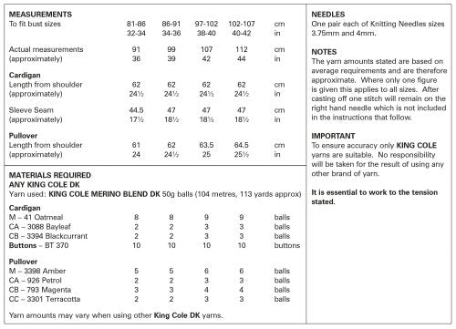 King Cole 5954 Ladies Cardigan and Pull Over