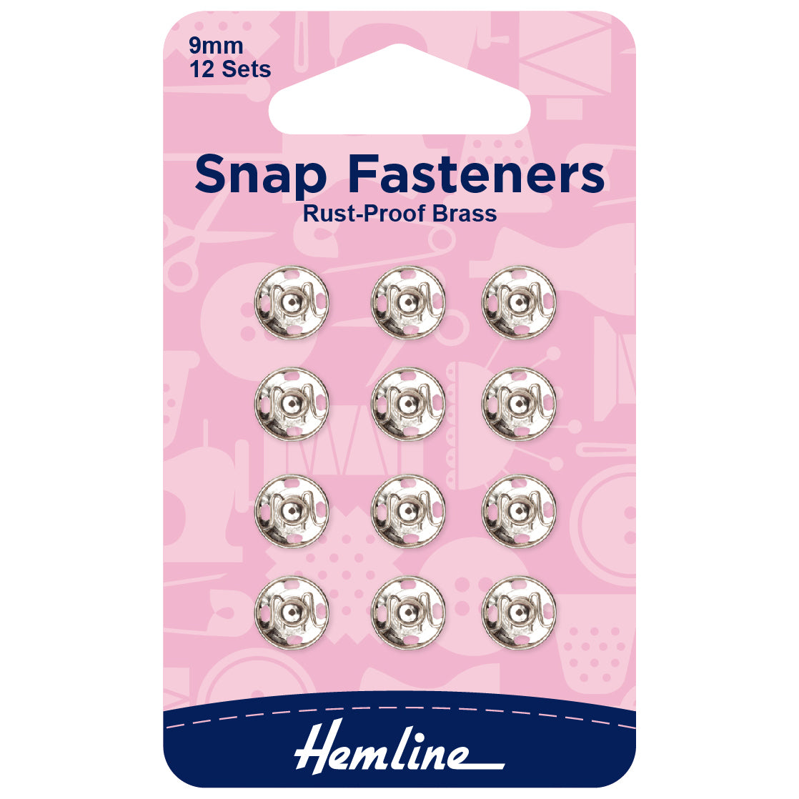 Hemline Snap Fasteners - Nickel - 12 Sets
